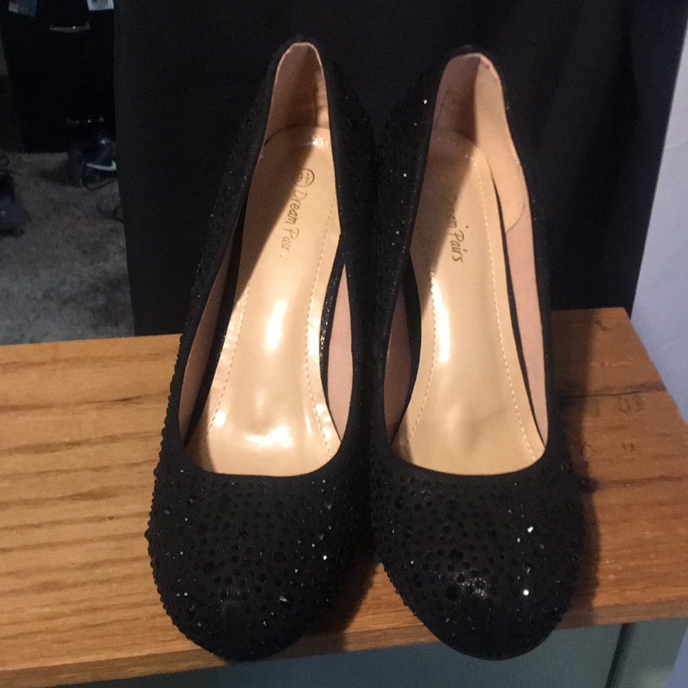 Black rhinestone low heel pumps - Picture 5 of 6